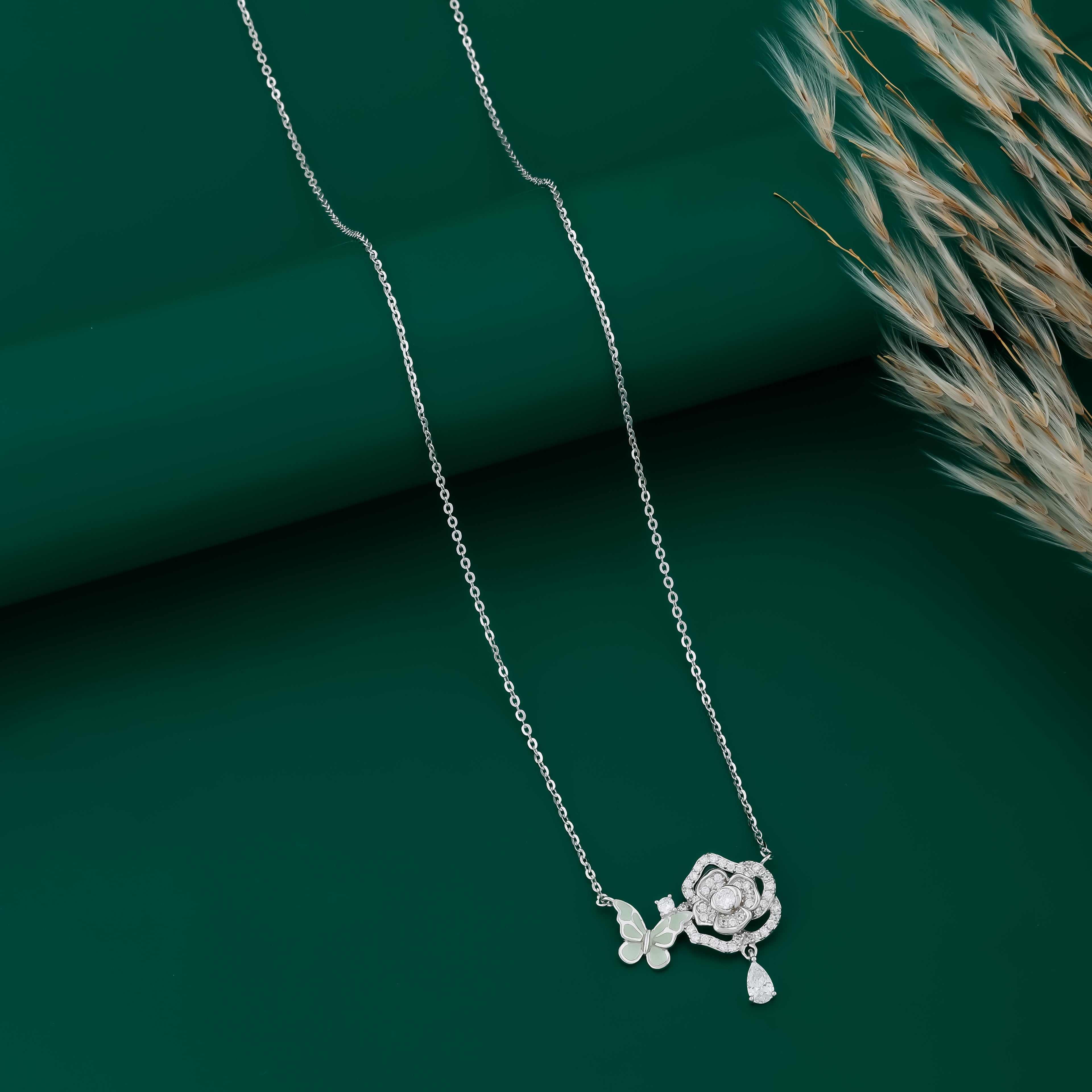 925 Sterling Silver Floral Pendant Necklace for Women | Elegant Minimal Silver Pendant | Gift for Her | Everyday Silver Jewelry