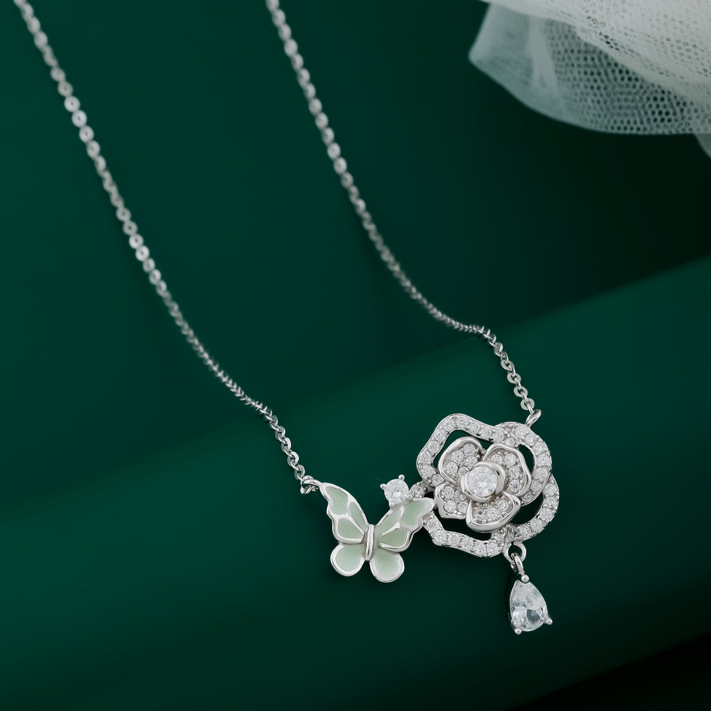 925 Sterling Silver Floral Pendant Necklace for Women | Elegant Minimal Silver Pendant | Gift for Her | Everyday Silver Jewelry